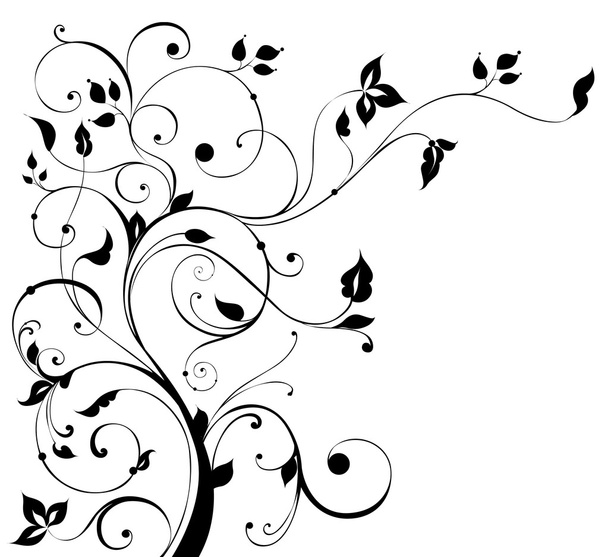 Beautiful ornament with flowers and curls - Vector, Imagen