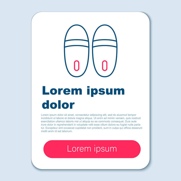 Line Slippers icoon geïsoleerd op grijze achtergrond. Slippers op het bord. Kleurrijk concept. Vector - Vector, afbeelding