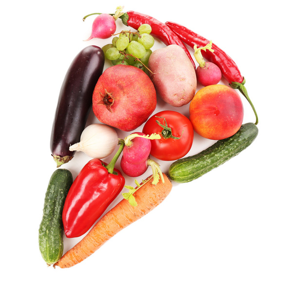 świeżych organicznych warzyw i owoców na białym tle - Zdjęcie, obraz