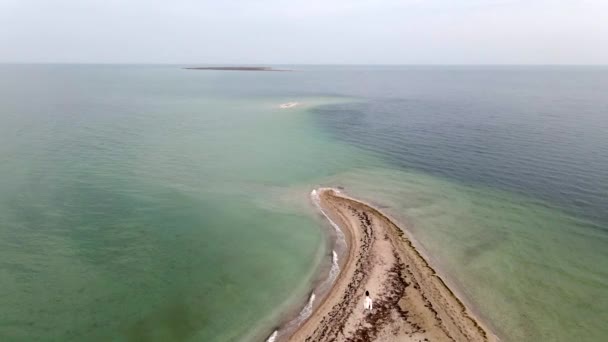 Noiva na ilha de areia desabitada no recife do oceano, drone 4k alta vídeo não classificado - Filmagem, Vídeo