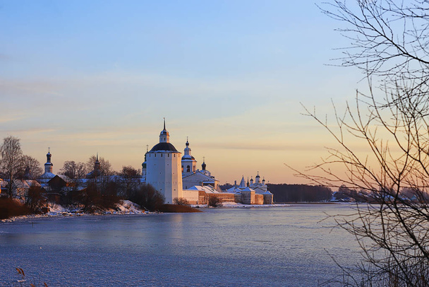 landscape monastery winter Vologda Ferapontovo Kirillov, Russian North - Foto, imagen