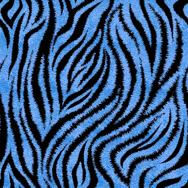 青い虎の肌のパターンをシームレス。メタリックな虎の皮｜print. - ベクター画像