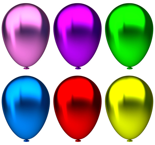 purple,blue, green, yellow, pink and red birthday balloon elements - Photo, Image