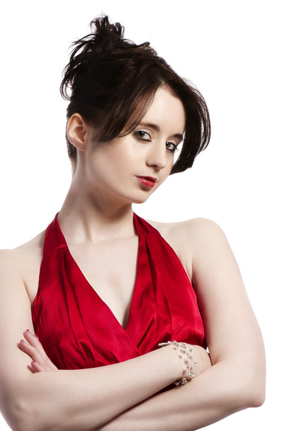 Young beautiful woman in red dress - Zdjęcie, obraz