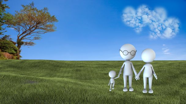 счастливая семейная сцена под открытым небом
 - Фото, изображение