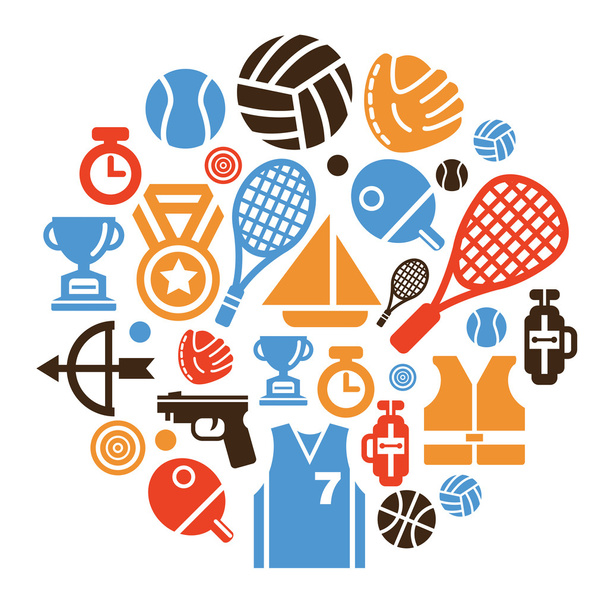 Iconos deportivos en forma de círculo
 - Vector, imagen
