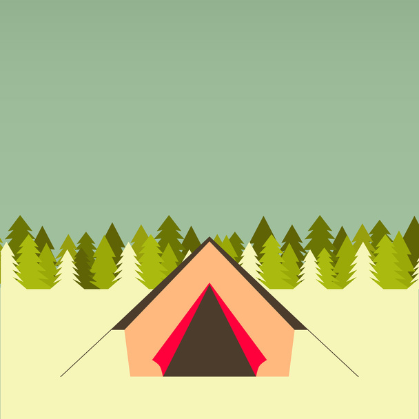 Graphical camping illustration made in flat style - Вектор, зображення