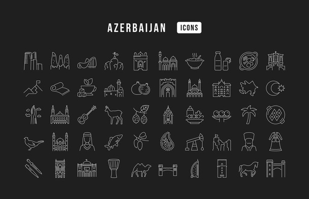 Azerbaycan. Web tasarımı, uygulama ve en modern projeler için son derece ince simgelerin toplanması. Kategori Ülkeleri ve Şehirler için işaret kiti. - Vektör, Görsel