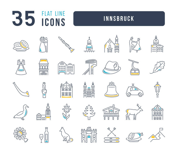 Innsbruck. Collection of perfectly thin icons for web design, app, and the most modern projects. The kit of signs for category Cities and Countries. - Vector, Image