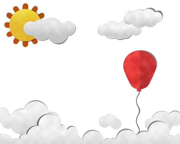 μπαλόνι στον ουρανό, paper art - Φωτογραφία, εικόνα