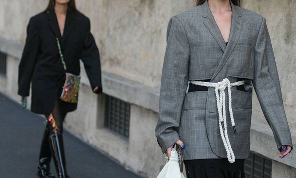 Milan, Italy - September 24, 2021:  Street style, fashionable outfit, detail on the streets of Milan, Italy. - Photo, Image
