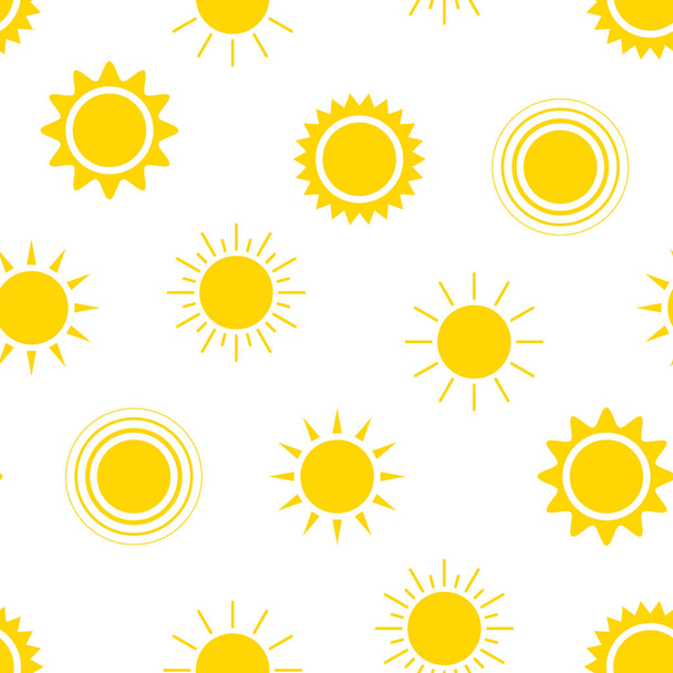 Sun seamless pattern. Solar energy. Heat rays. Vector illustration - Vector, Imagen