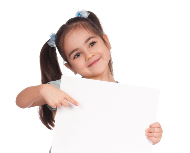 Girl with white board - Φωτογραφία, εικόνα