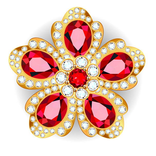 Mandala brooch jewelry, design element.  Geometric vintage ornamental background. - Vector, imagen