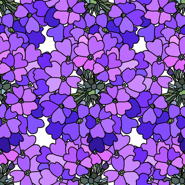 Elegant seamless pattern with blue verbena flowers, design elements. Floral  pattern for invitations, cards, print, gift wrap, manufacturing, textile, fabric, wallpapers - Vecteur, image
