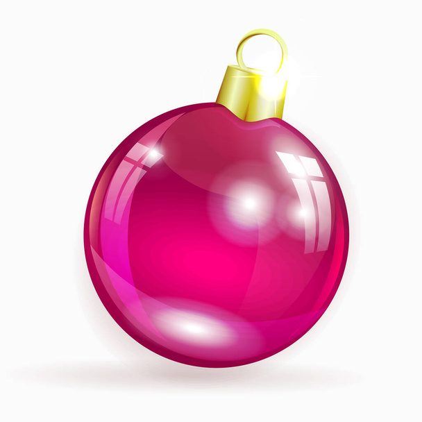 Vánoční koule červené barvy, izolovaný designový prvek - Vektor, obrázek