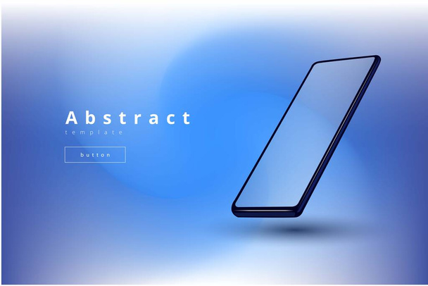 Modrá světelná vektorová šablona s mobilním telefonem na rozmazaném pozadí - Vektor, obrázek