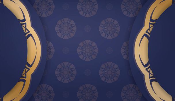 Banner azul escuro com ornamentos luxuosos de ouro para design sob o texto - Vetor, Imagem