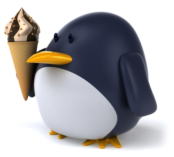 Fun penguin with ice cream - Фото, изображение