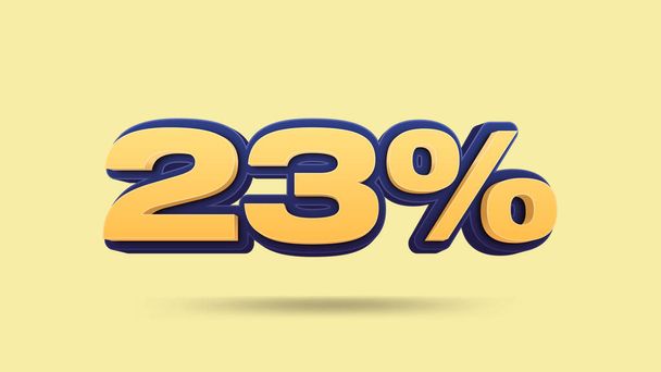 23 τοις εκατό 3D απεικόνιση σε κίτρινο φόντο - Φωτογραφία, εικόνα