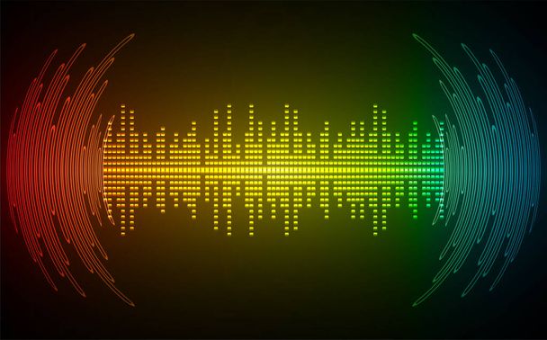 abstract sound waves on dark background - Vector, afbeelding