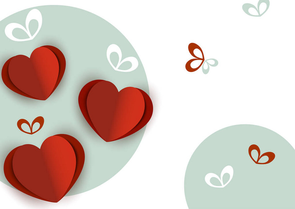 Corazones de San Valentín. Elementos voladores de papel sobre un fondo blanco. Símbolos de amor vectorial en forma de corazón para Happy Women 's, Día de la Madre, Día de San Valentín, diseño de tarjetas de felicitación - Vector, Imagen