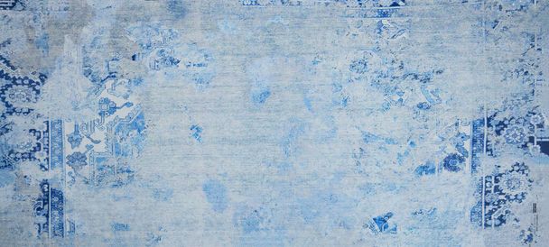 Grunge versleten shabby vintage retro blauw beton steen cement print motief behang muur textuur achtergrond banner - Foto, afbeelding