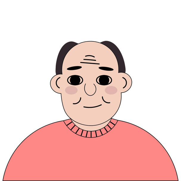Illustration gezeichnet abstrakte Glatze älterer Mann in einem Pullover, Design für jedes Geschäft, Ideen - Vektor, Bild