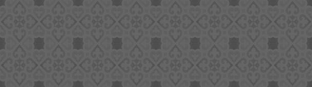Antracyt szary vintage retro geometryczne mozaika serce liście kwiat druk motyw cement płytki tkanina tekstylny papier tekstura tło baner panorama - Zdjęcie, obraz