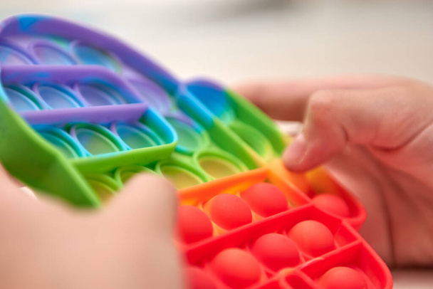 Silicone sensory fidget antistress toys pop it, simple dimple, pop tube. New popular trendy fidget - Foto, Imagem