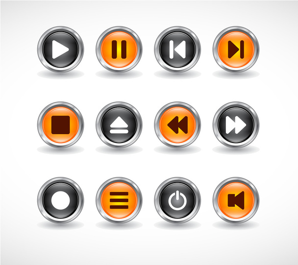 Buttons with media icons. - Vektör, Görsel