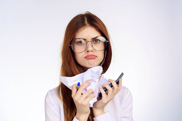 Business woman with calculator notepad working secretary - Φωτογραφία, εικόνα