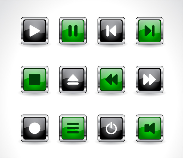 Buttons with media icons. - Vector, imagen