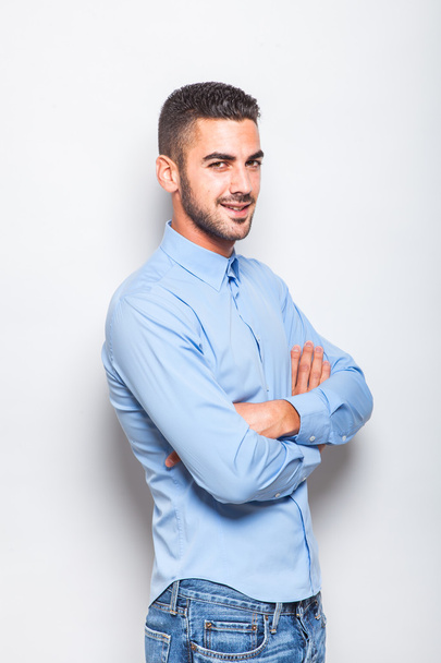 single elegant man in blue shirt - Fotó, kép