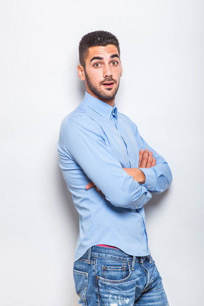 single elegant man in blue shirt - Фото, зображення