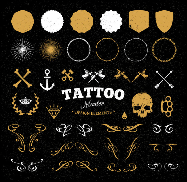 Элементы дизайна татуировки
 - Вектор,изображение
