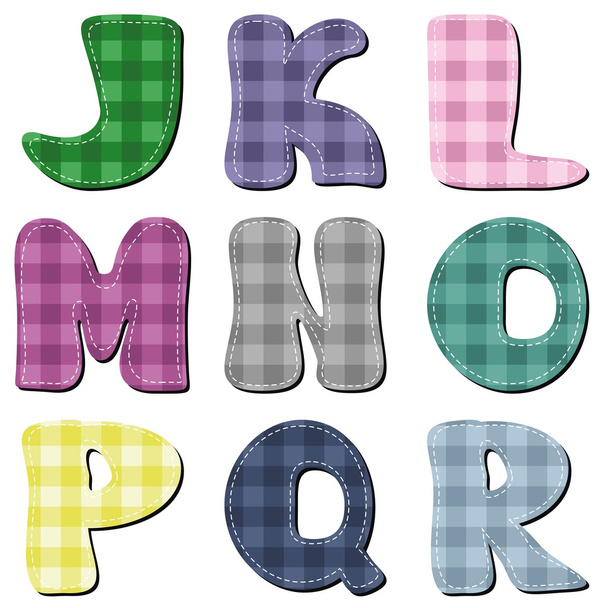 Scrapbook colorful checkered alphabet - Vector, Image