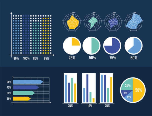 šest statistik infografické ikony - Vektor, obrázek