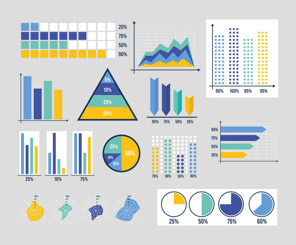 dvanáct statistik infografických ikon - Vektor, obrázek
