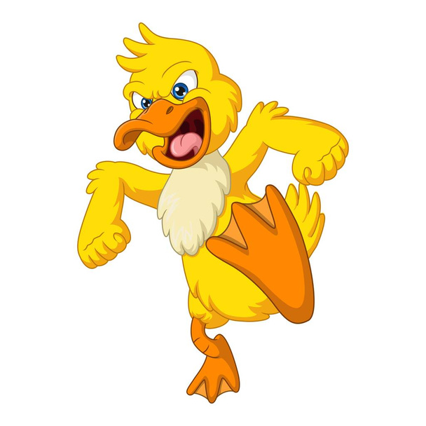 vector illustration of Angry yellow duck cartoon mascot - Vector, Image