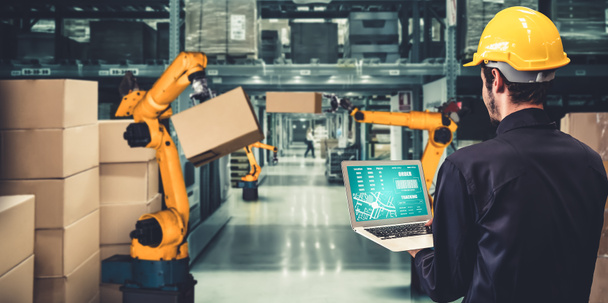 Smart robot arm systems for innovative warehouse and factory digital technology - Valokuva, kuva