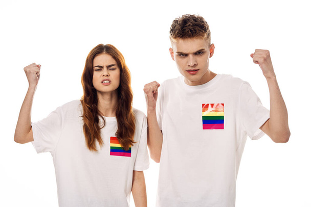couple Flag lgbt transgender sexual minorities light background - Foto, imagen