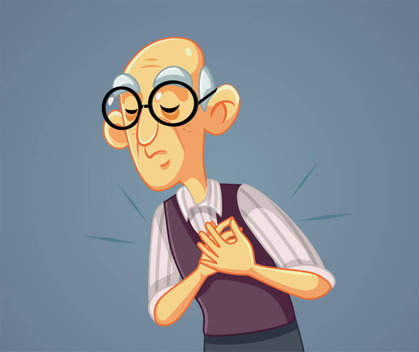 Senior Man Suffering Heart Attack Vector Illustration - Vetor, Imagem