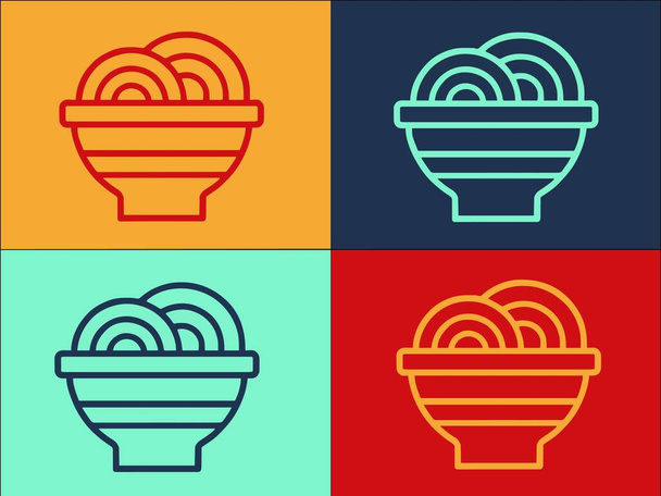Koreai Udon Logo Template, Egyszerű lapos ikon udon, ázsiai, konyha udon, ázsiai, konyha - Vektor, kép