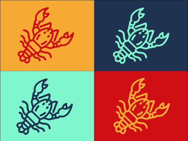 Plantilla de logotipo de langosta, Icono plano simple de comida, Mariscos, Mariscos - Vector, imagen