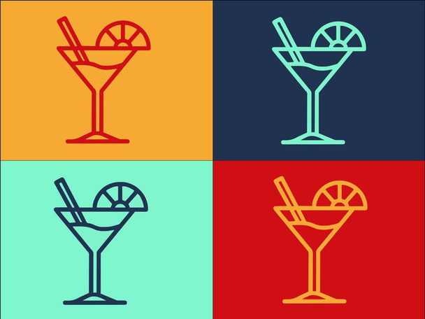 Martini-Glas Und Limettenscheibe Logo-Vorlage, Einfache flache Scheiben-Ikone, Limette, Alkohol - Vektor, Bild