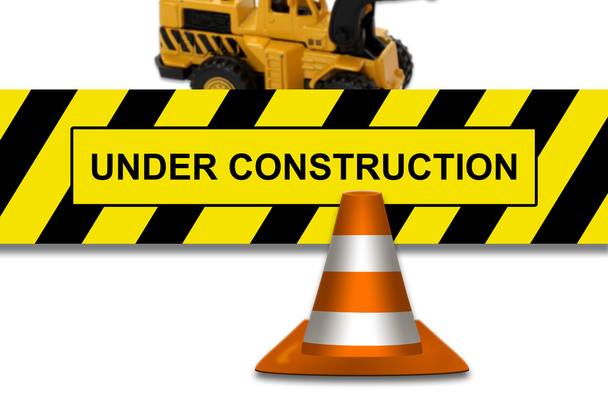 Under construction signboard with traffic cone - Photo, Image