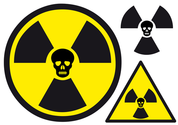 Nuclear symbol with skull - Vector, Image