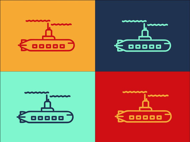 Šablona loga vojenské ponorky, Jednoduchá plochá ikona ponorky, Loď, Vojenská - Vektor, obrázek