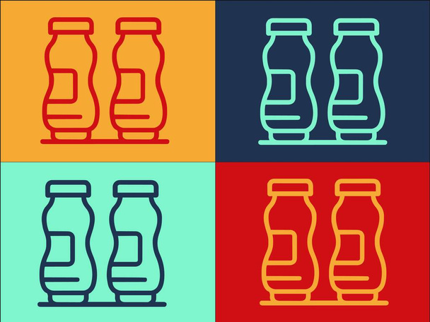 Modello di logo delle bottiglie di latte, Icona piatta semplice del latte, bottiglia, latte - Vettoriali, immagini